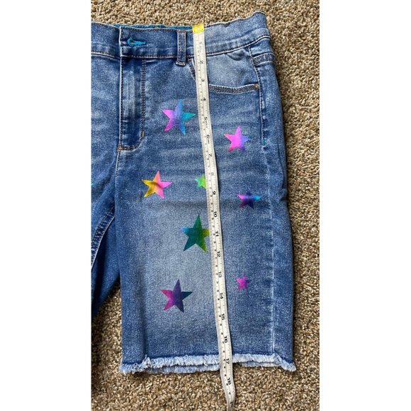 Jordache Bermuda High Rise Shorts Girls Size 16 Multicolor Stars Be Happy - Picture 9 of 12